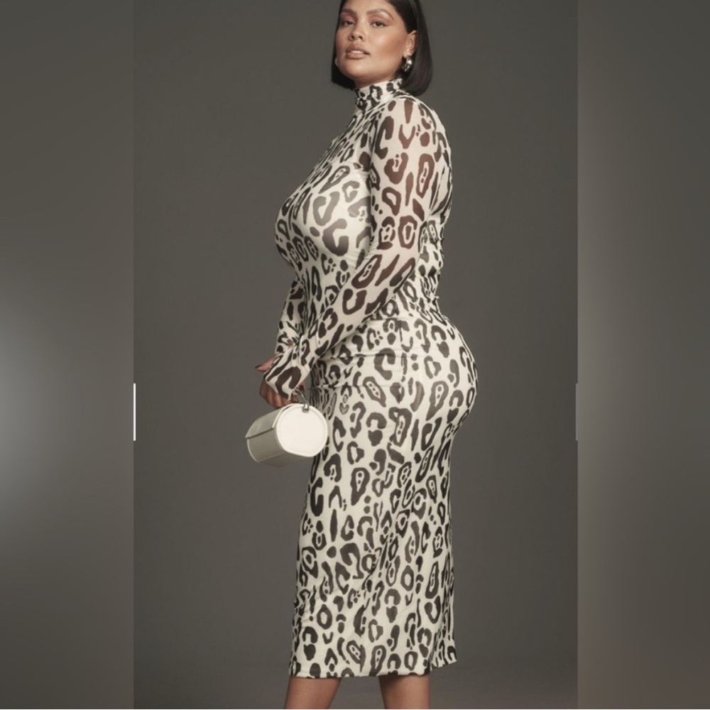 AFRM Leopard Print Long Sleeve Dress